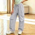 thumbnail image 5 of Agkizg Girls Wide Leg Cargo Pants Quickly Dry Lightweight Waist Pants with Multi-Pockets for Outdoor Summer, Sizes 12-13 Years, 5 of 6