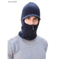 thumbnail image 3 of BadPiggies Men's Winter Warm Knitted Scarf Cap Snow Ski Mask Neck Hat Face Cover Fleece Lined Beanie with Zipper, Navy Blue, 3 of 4