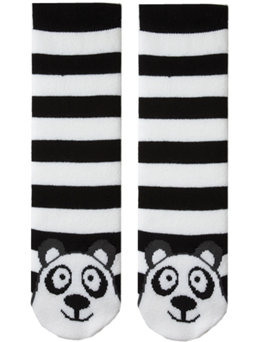 K.Bell Pair Black White Cow Tube Non-Skid Ladies Slipper Socks New 