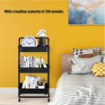 thumbnail image 4 of 3-Tier Rolling Utility Cart with Handle, Kitchen Storage Cart Rolling Cart Makeup Cart Mobile Storage Organizer, with Roller, Wheels, for Kitchen, Bathroom, Office, Coffee Bar, Teachers, 4 of 8