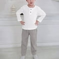 thumbnail image 2 of Durtebeua Baby Boy Girl Clothes Knitted Cotton Long Sleeve Romper Long Pants Solid Color Fall Winter Outfits Z20-Light Gray,3-4 Years, 2 of 4