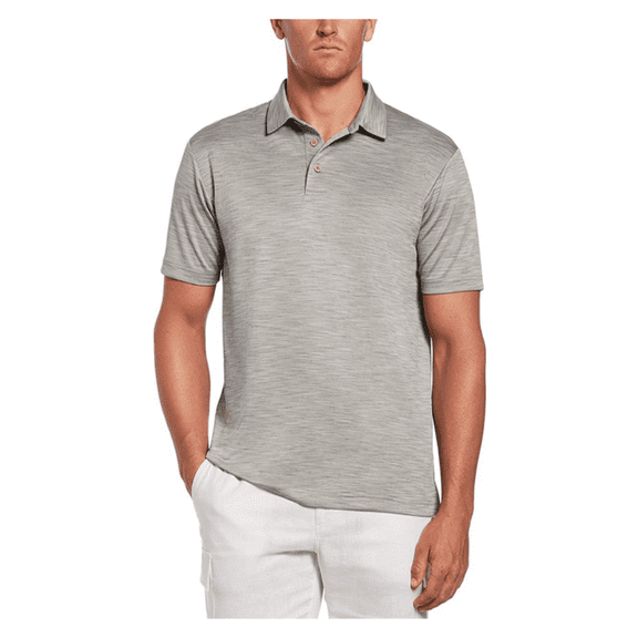 Cubavera Men's Short Sleeve Heather Twill Polo, Neutral Gray,XL
