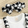 thumbnail image 5 of Splozh Fall Baby Girl Outfits Girls Fashion Infant Girls Long Sleeve Ribbed Romper Bodysuit Plaid Prints Suspender Skirts Headbands Outfits,Black,18-24 Months, 5 of 8