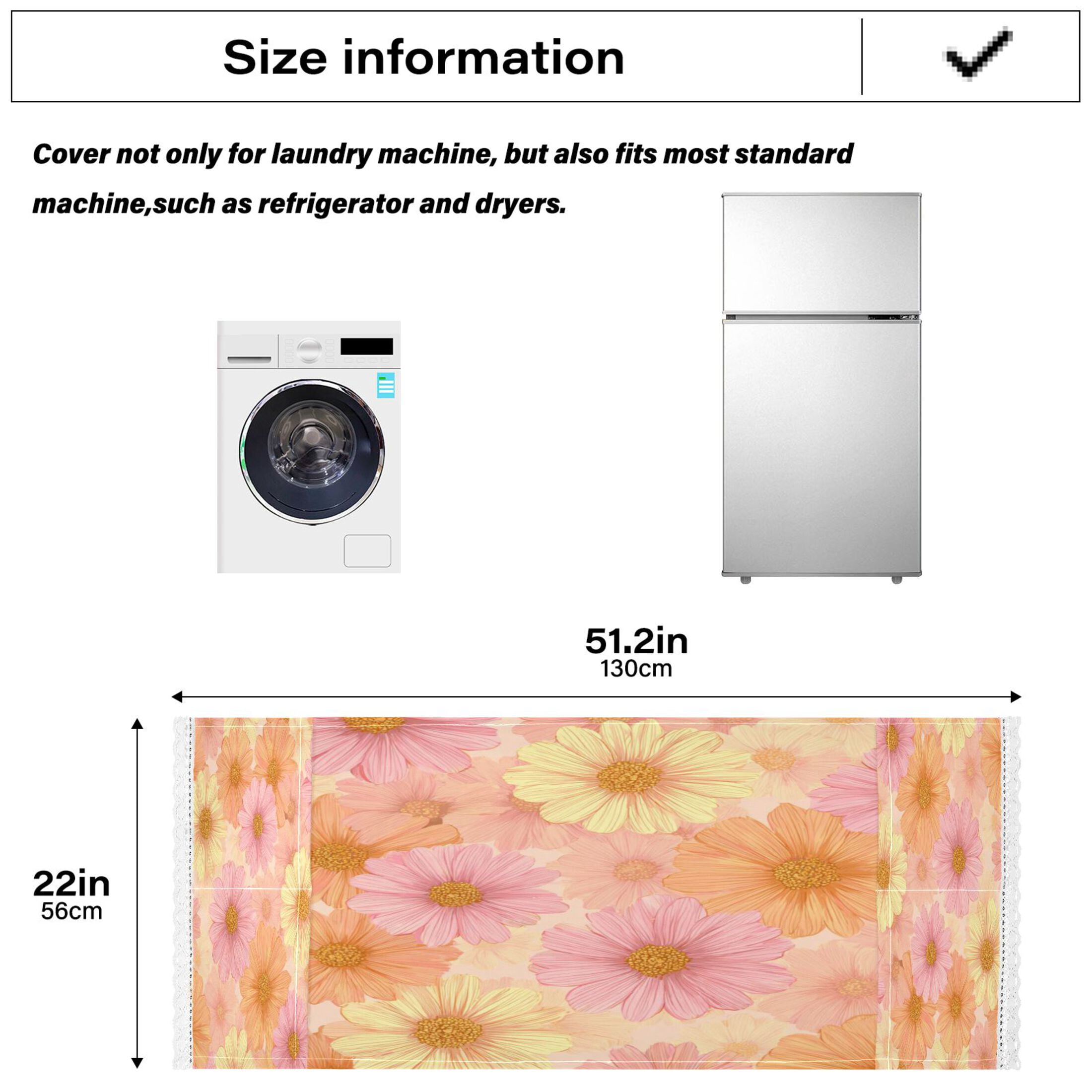 Wobogo Pink Daisies Washing Machine Cover Dustproof Washer Dryer Cover Waterproof Laundry Room Decorative Protector