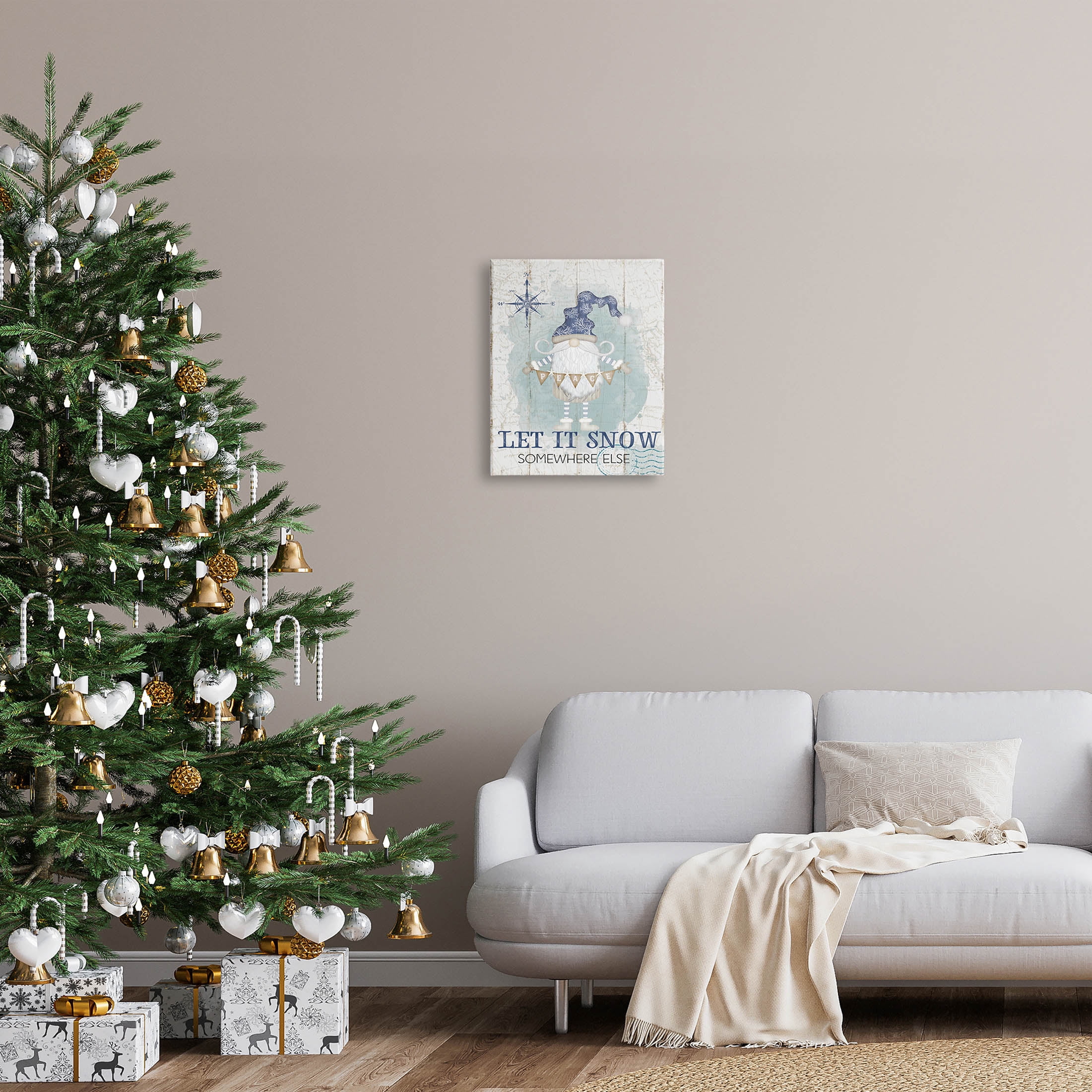 Stupell Industries Let It Snow Somewhere Else Gnome Graphic Art Gallery Wrapped Canvas Print Wall Art, Design by Jennifer Pugh