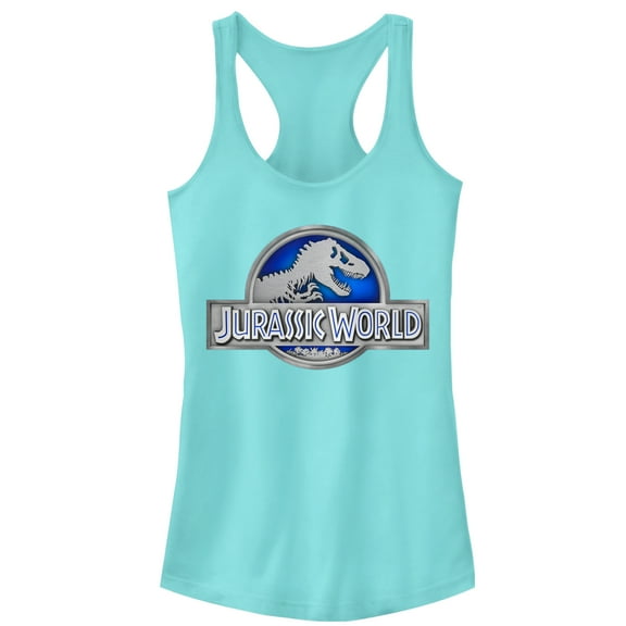 Junior's Jurassic World T. Rex Logo  Racerback Tank Top Cancun X Large
