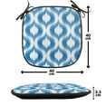 thumbnail image 4 of Ikat Chair Seating Cushion Set of 4, Ikat Damask Linked Motifs Pattern Blurry over Finer Tied Warp and Weft Yarns Design, Seat Pads for Office with Anti-slip Backing, 16"x16", Blue White, by Ambesonne, 4 of 7