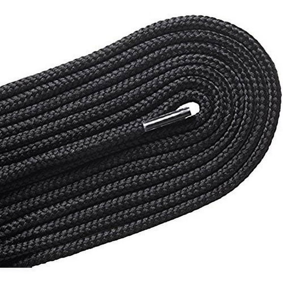 Thick Round Athletic Shoelaces 2 Pair Pack Black 54"