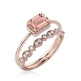 thumbnail image 2 of Minimalist 1.50 Carat Emerald Cut Morganite And Diamond Moissanite Engagement Ring, Wedding Ring in 10k Solid Rose Gold, Gift For Her, Promise Ring, Anniversary Ring, Bridal Rings Set, 2 of 3