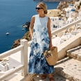 thumbnail image 3 of Xoenoiee Lotus Flower Ink-Wash Print Womens Cotton Linen Summer Dresses Sleeveless Crewneck Maxi Dress with Pockets, Travel Sundress 2026 Trendy Loose Fit Long Dress for Beach Cruise, Size M, 3 of 7