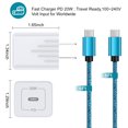 thumbnail image 6 of USB C Wall Charger Fast charging 20W Charger Adapter USB C to USB C Fast Charger Cable, 6ft Compatible with iPhone 15, Sumsung Galaxy, Android, Blue, 6 of 7