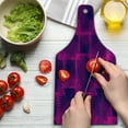 thumbnail image 3 of Magenta Cutting Board, Trippy Zip Style Mix Pattern with Dark Color Effects and Diagonal Linked Lines, Tempered Glass Cutting and Serving Board, Wine Bottle Shape, Fuchsia Purple, by Ambesonne, 3 of 5