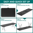 thumbnail image 4 of SUGIFT 8 Foot Folding Table Heavy Duty Plastic Portable Long Table for Indoor Outdoor Events, 10pack, Black, 4 of 7
