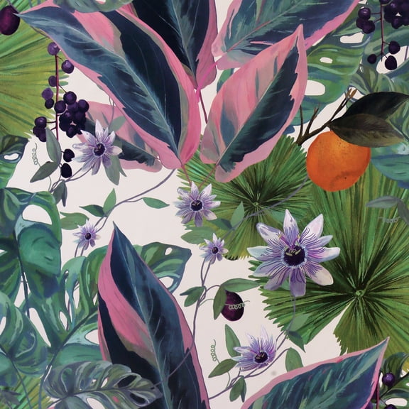 DUTCH WALLCOVERINGS Wallpaper Passion Flower White and Green