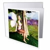 3dRose Forest Fairy With Hummingbird On Garden Swing, Greeting Cards, 6 x 6 inches, set of 12