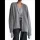 thumbnail image 1 of Cárdigan de Mujer, Suéter de Larga, Cárdigan con Botones y Cuello en V, Prenda de Punto de Moda. Gris Oscuro S, 1 of 8