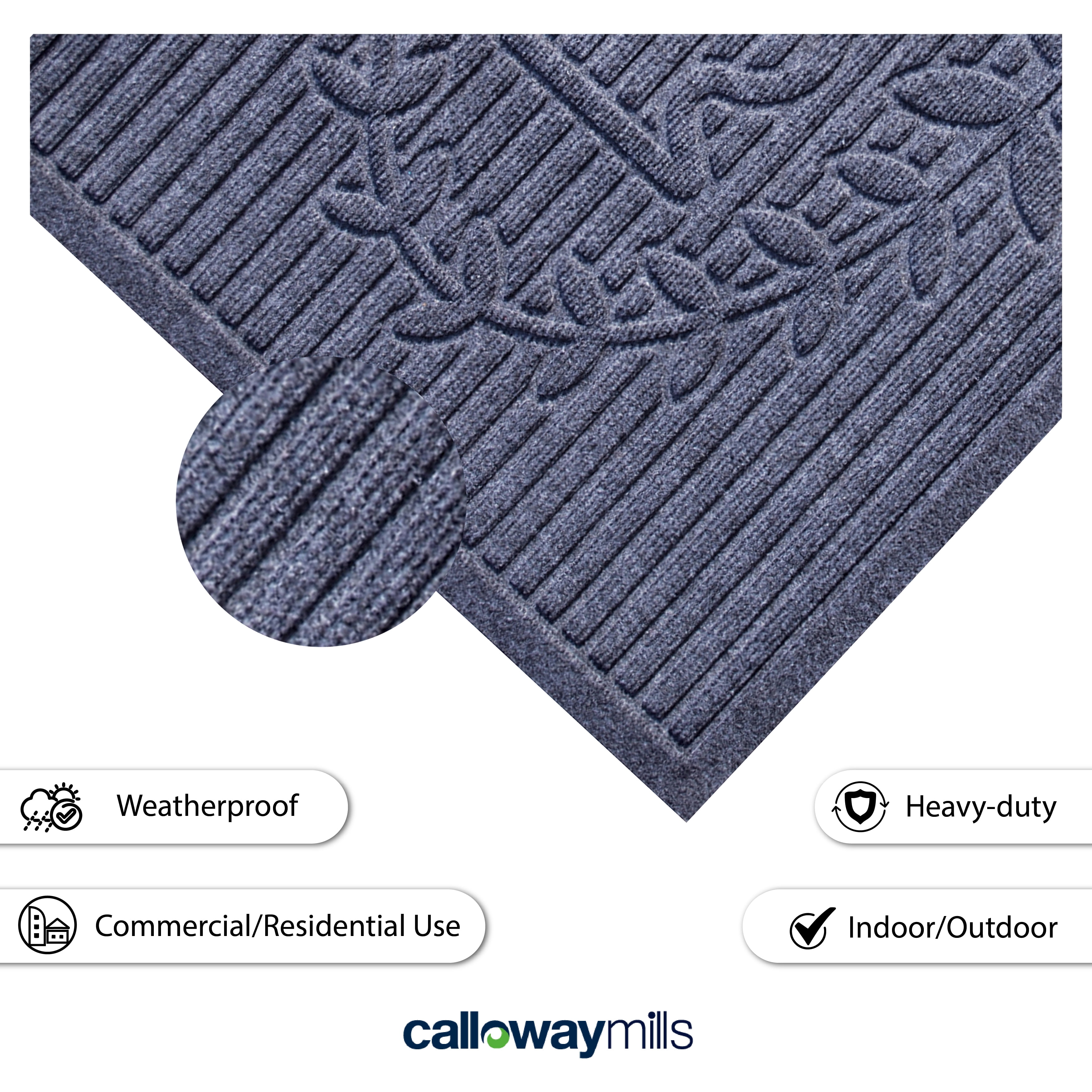 Calloway Mills 103163660 Poly Hello Indoor/Outdoor Mat, 3' x 5', Dark Grey