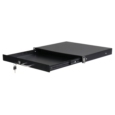 19 1U Steel DJ Equipment Drawer Cabinet with Keys, Durable Black Storage for DJs and Musicians