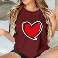 thumbnail image 4 of Tops for Women Valentine's Day Love Print Short Sleeve Round Neck T-Shirt Wine S, 4 of 4