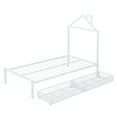 thumbnail image 6 of Twin Size Metal Platform Bed with two drawers,House-Shaped Headboard Design, White, 6 of 17