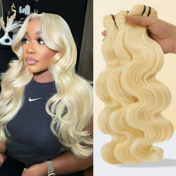 ASHINE 14" Wavy 613 Blonde Human Hair Bundles 100% Virgin Vietnamese Hair Tangle-Free, No Shedding, Can Be Dyed & Styled