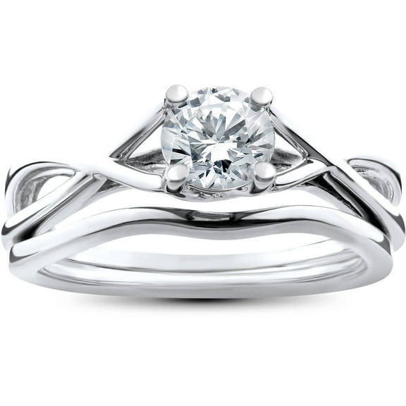 Pompeii 1/2ct Intertwined Diamond Engagement Ring Set 14K White Gold (G/H,I1-I2)