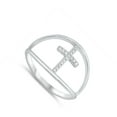 thumbnail image 4 of White CZ Wide Dainty Cross Christian Ring .925 Sterling Silver Band Jewelry Female Size 8, 4 of 4