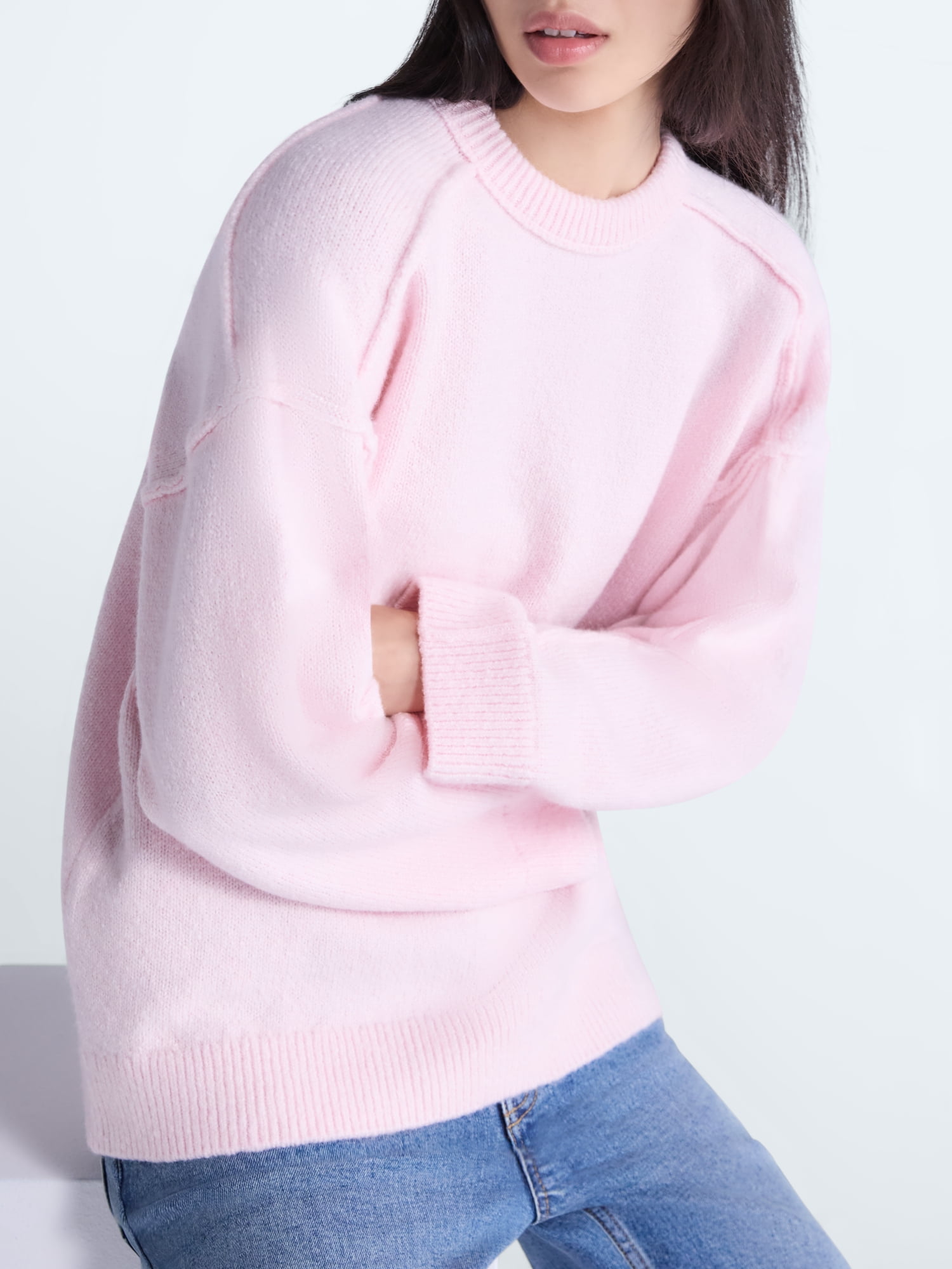 Scoop Women's Crewneck Seam Sweater, Sizes XS-XXL