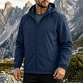 thumbnail image 2 of SEROYE Mens Jacket Coat Water Resistant Hooded Windbreaker Solid Long Sleeve Full Zip Pockets Elastic Cuffs Outerwear (M, Navy), 2 of 9