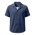 thumbnail image 5 of MaFYtyTPR Short Sleeved Shirts for Men Casual Solid Color Button V-Neck Breathable Blouse Men's Summer T-shirts A-Navy L, 5 of 6
