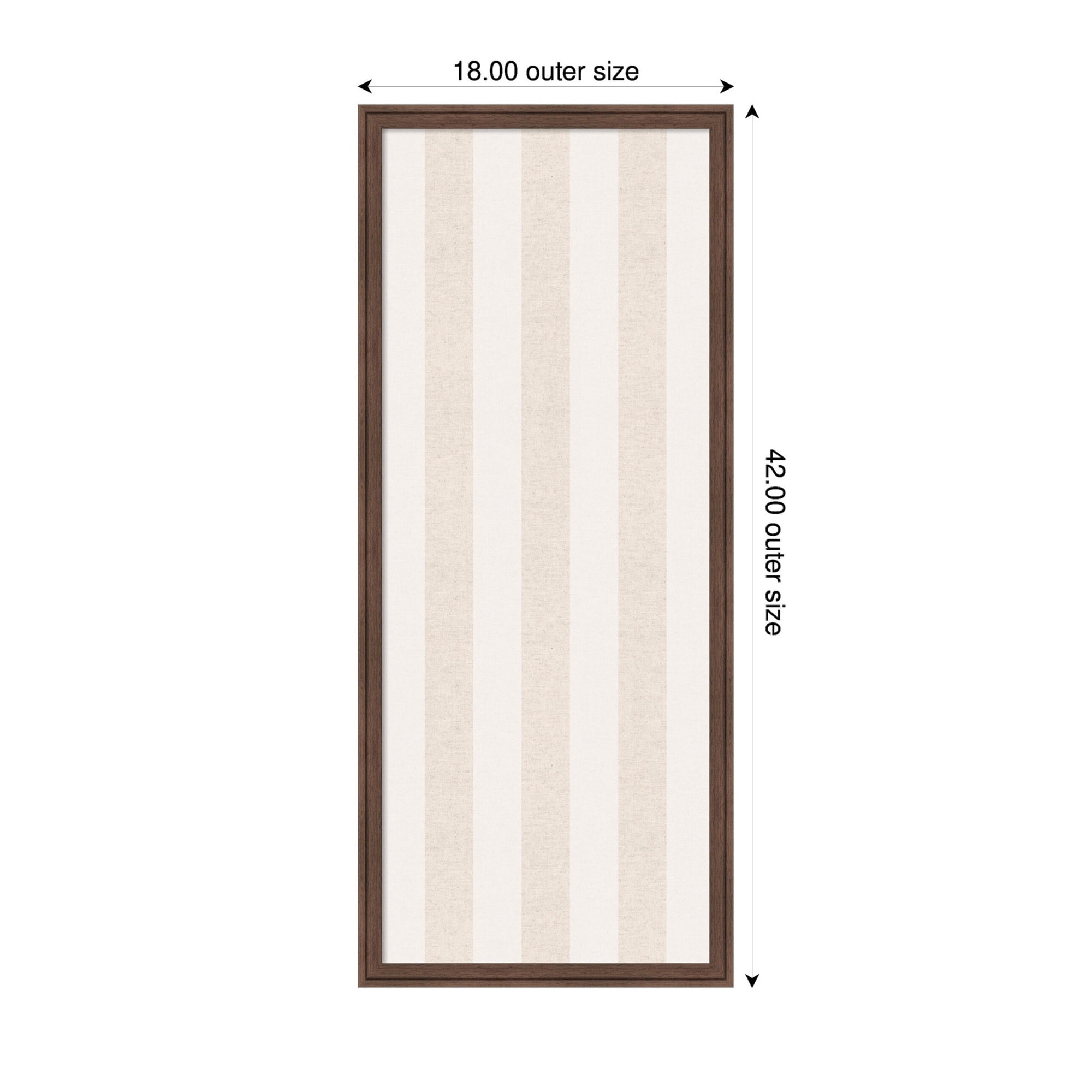 Kate and Laurel Framed Fabric Pinboard 18 x 42,  Printed Linen Classic Bulletin Board for Use as a Vision Board or Wall Organization, Florence Medium Brown Frame