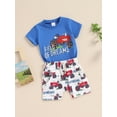 thumbnail image 2 of Suealasg 2Pcs Kids Baby Boys Summer Farm Outfits 6M 1T 2T 3T 4T Toddler Boys Clothes Short Sleeve T-shirt Tops and Tractor Print Shorts Sets, 2 of 7