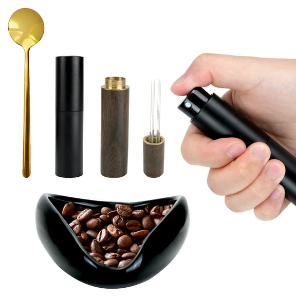 4Pcs Coffee Bean Dosing Cup, Espresso Coffee Stirrer and Spoon Set, RDT Spray Bottle, Ceramic Dosing Vessel Tray/Single Dose Measuring Tray Kit, Coffee Bar Accessories, Coffee Lover Gift