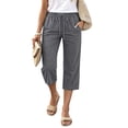 thumbnail image 2 of Petite Capris Pants for Women Summer Casual Loose Pull on Drawstring Elastic High Waist Straight 2026 Lounge Beach Cropped Trousers Dark Gray L, 2 of 6