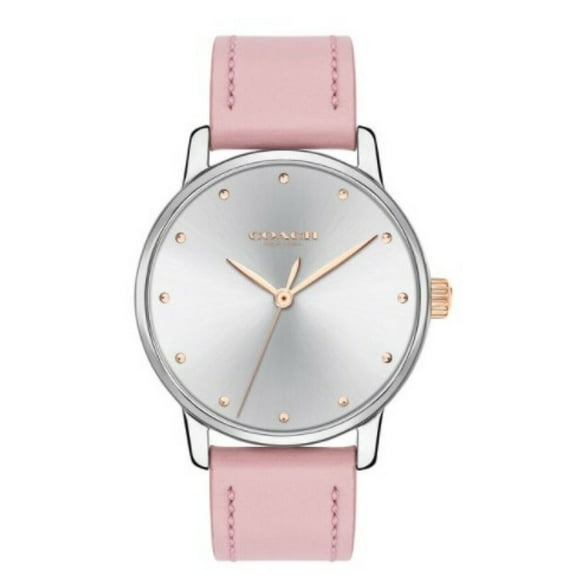 COACH 14503582 GRAND SILVER DIAL PINK LEATHER BAND WOMENS WATCH