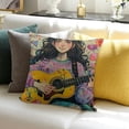 thumbnail image 3 of BANET  Guitar Girl Throw Pillow Covers Kids Music Theme Cushion Case Cartoon Girl Decorative Pillowcase for Girls Colorful Home Decor 18x18in, 3 of 5