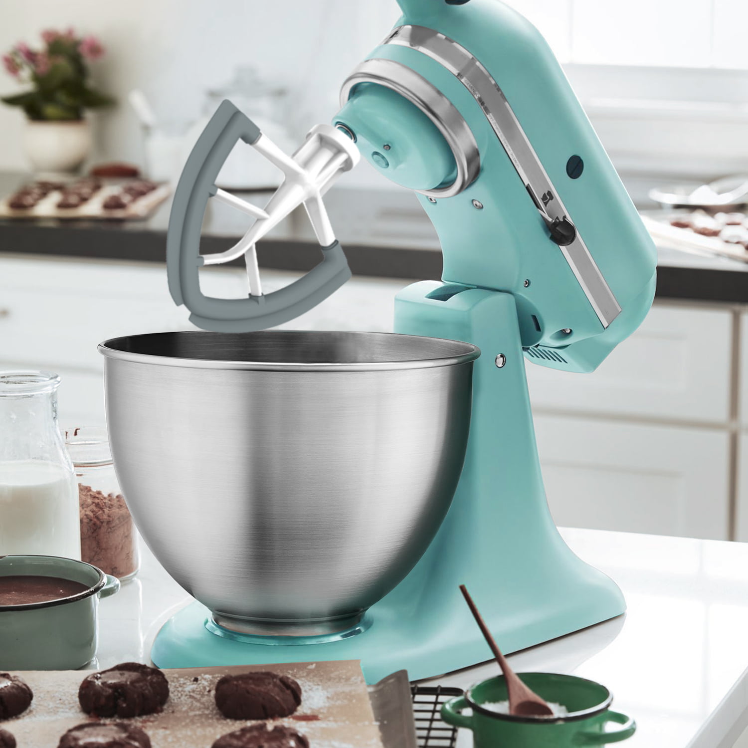 Tilt-Head Flat Beater Silicone Mixer Paddle Home Kitchen Mixing