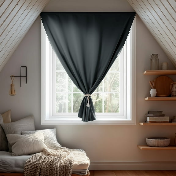 ZOPZO Blackout Curtains with Hook-and-Loop, Dark Gray, 31W x 51L Inch, Easy Install for Kitchen and Bedroom Windows