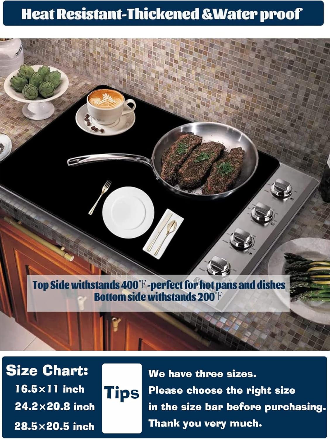 Extra Large Electric Cooktop Cover, Anti-Slip Waterproof Flat Top Oven Cover Mat, Glass Stove Top Protector, Expand Stove Space