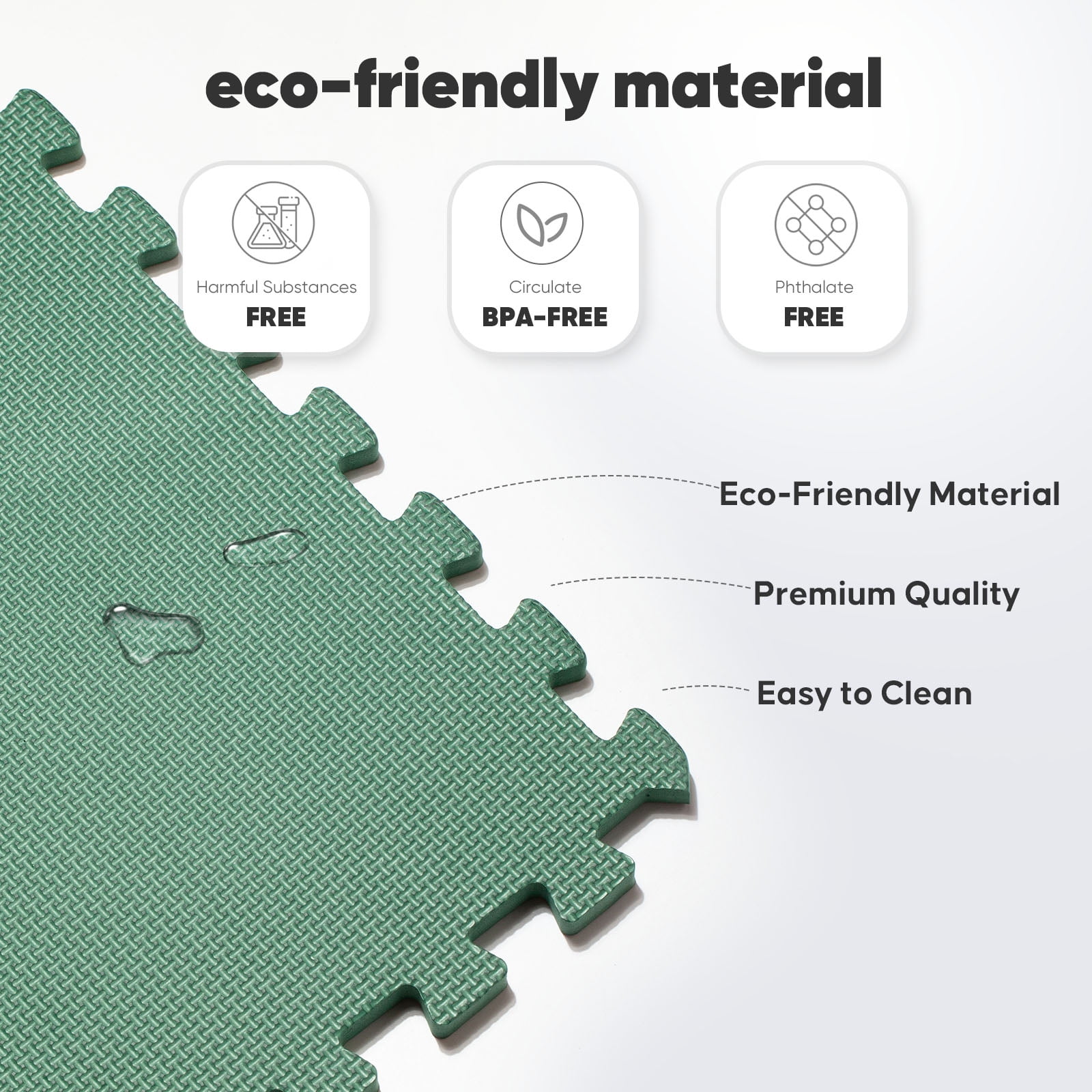 Home Gym Mat, Puzzle Exercise Mat, EVA Interlocking Foam Floor Tiles for Home Workout Equipment and Kids' Play Areas - Green, 24 in x 24 in x ½ in - 16 Tiles