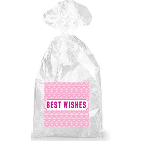 Best Wishes Pink  Party Favor Bags with Ties - (Best Wishes For Delivery)