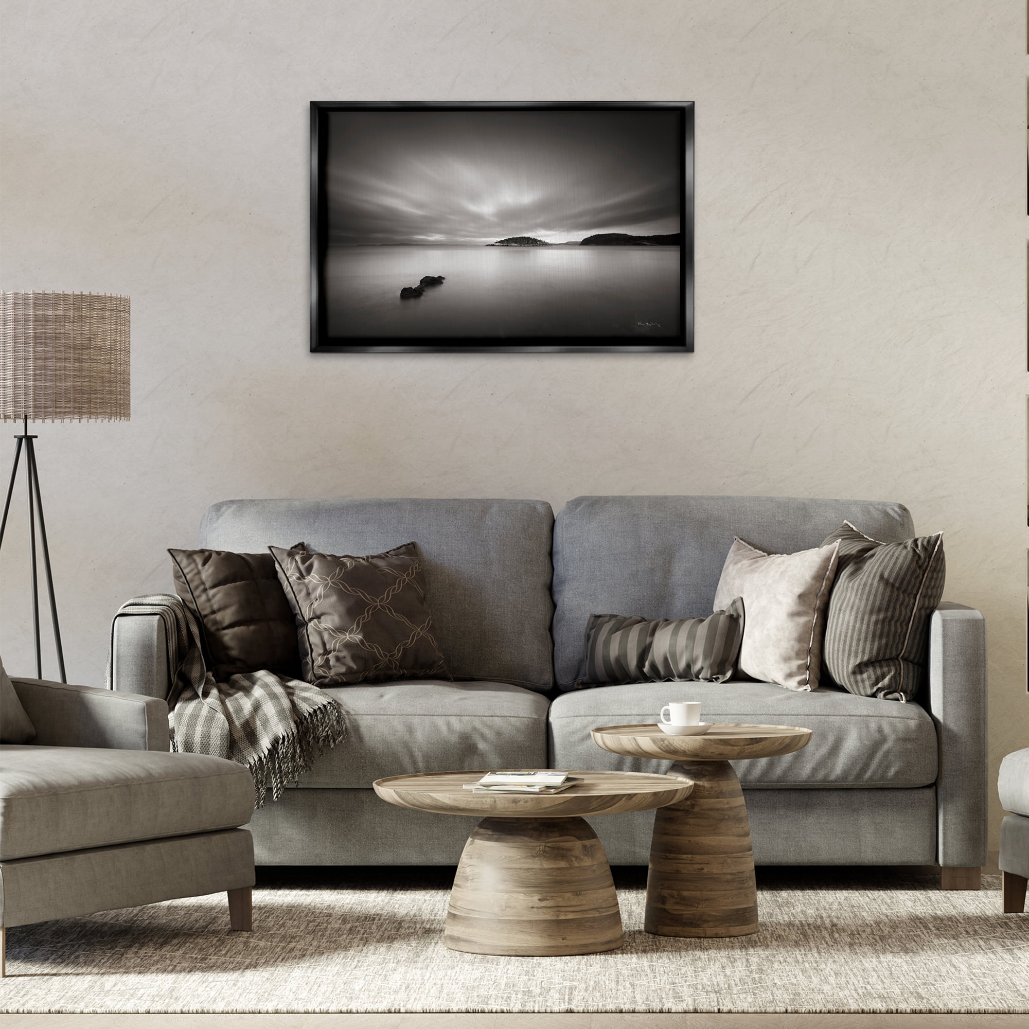 Stupell Industries Deception Pass Scene Landscape & Nature Photography Black Floater Framed Canvas Art Print Wall Art, 31 x 21