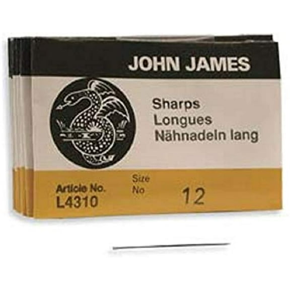 John James Sharp Beading Needles, Size 12, Short Length, 25 Count