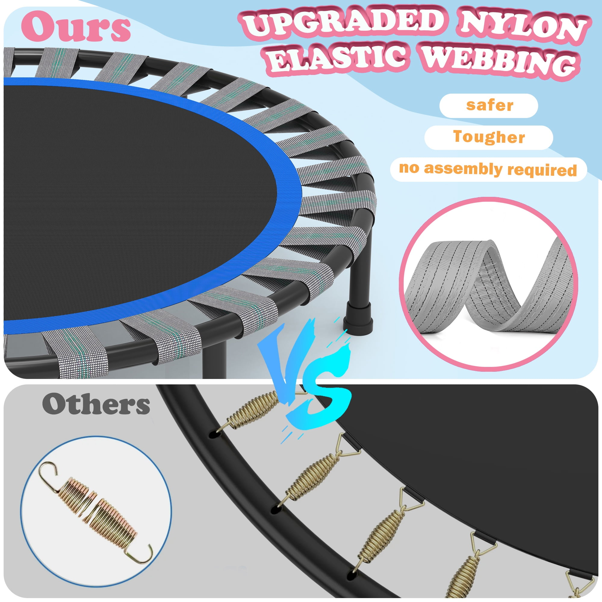 Free Shipping! Toddler Trampoline for Kids, 55inch Mini