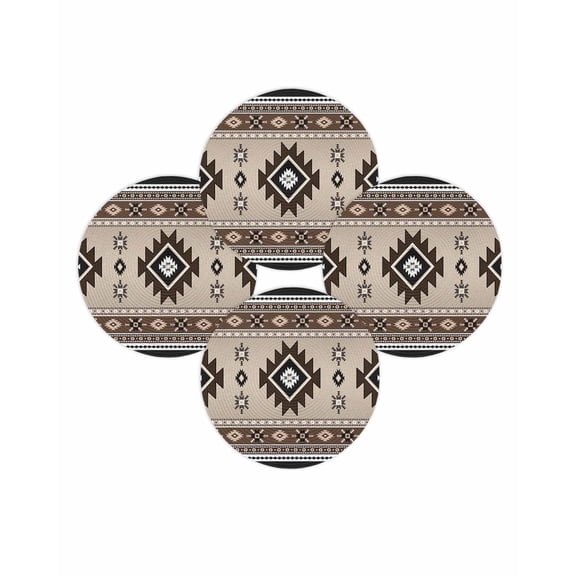 Round Placemats Set of 4 Brown Bohemian Place Mats Washable Woven Placemat Southwest Tribal Aztec Boho Circle Braided Table Mat for Kitchen Dining Table Party Home Decor 15 Inch