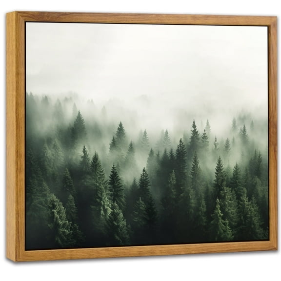 Drsoum Framed Canvas Wall Art Vintage Classical Oil Painting Green Pine Tree Forest Room Decor for Bathroom Bedroom Living Room - 8x10in Natural Framed
