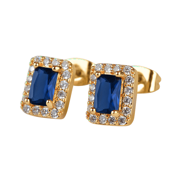 Aretes de Oro 14k o Plata para Mujer con Zirconia Cúbica, Modelo Elia Azul azul UNITALLA