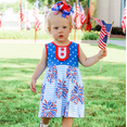 thumbnail image 4 of Millie Loves Lily Girls' Blue American Flag Patriotic Fireworks Dress & Matching Short Set Big Girls, Size 8 (2-PCS), 4 of 7