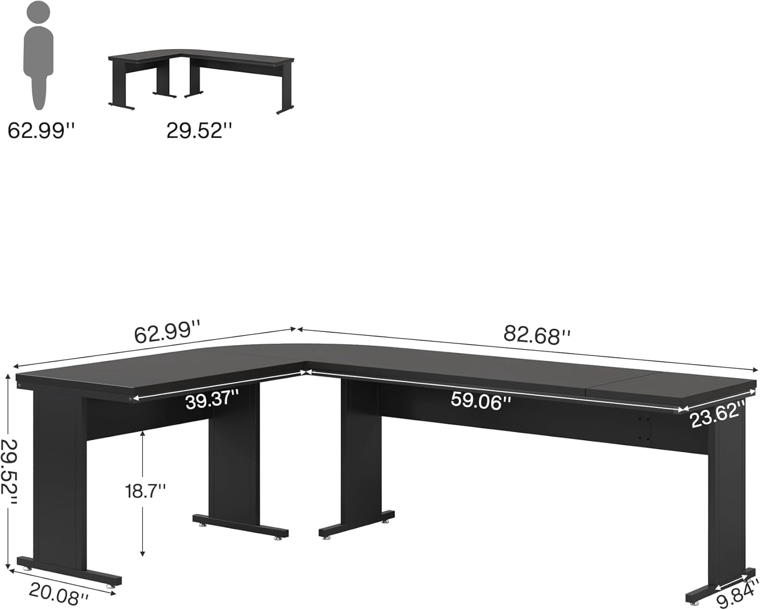 Tribesigns 83-In L-Shaped Executive Desk, Modern Reversible Office Computer Desk for Home Office (Black)