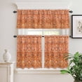 thumbnail image 2 of 3 Piece Kitchen Curtains and Valances Set Boho Orange Cafe Curtains 24 Inch Length Country Style Bohemian Floral Retro Tribal Valance & Tier Curtain for Living Room Bedroom Window 54"x18"+27"x24"*2, 2 of 6